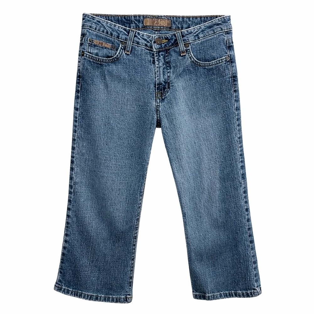 Lei Ashley Capri Jeans Juniors Size 7 Blue Straight Leg Mid Rise Stretch Womens